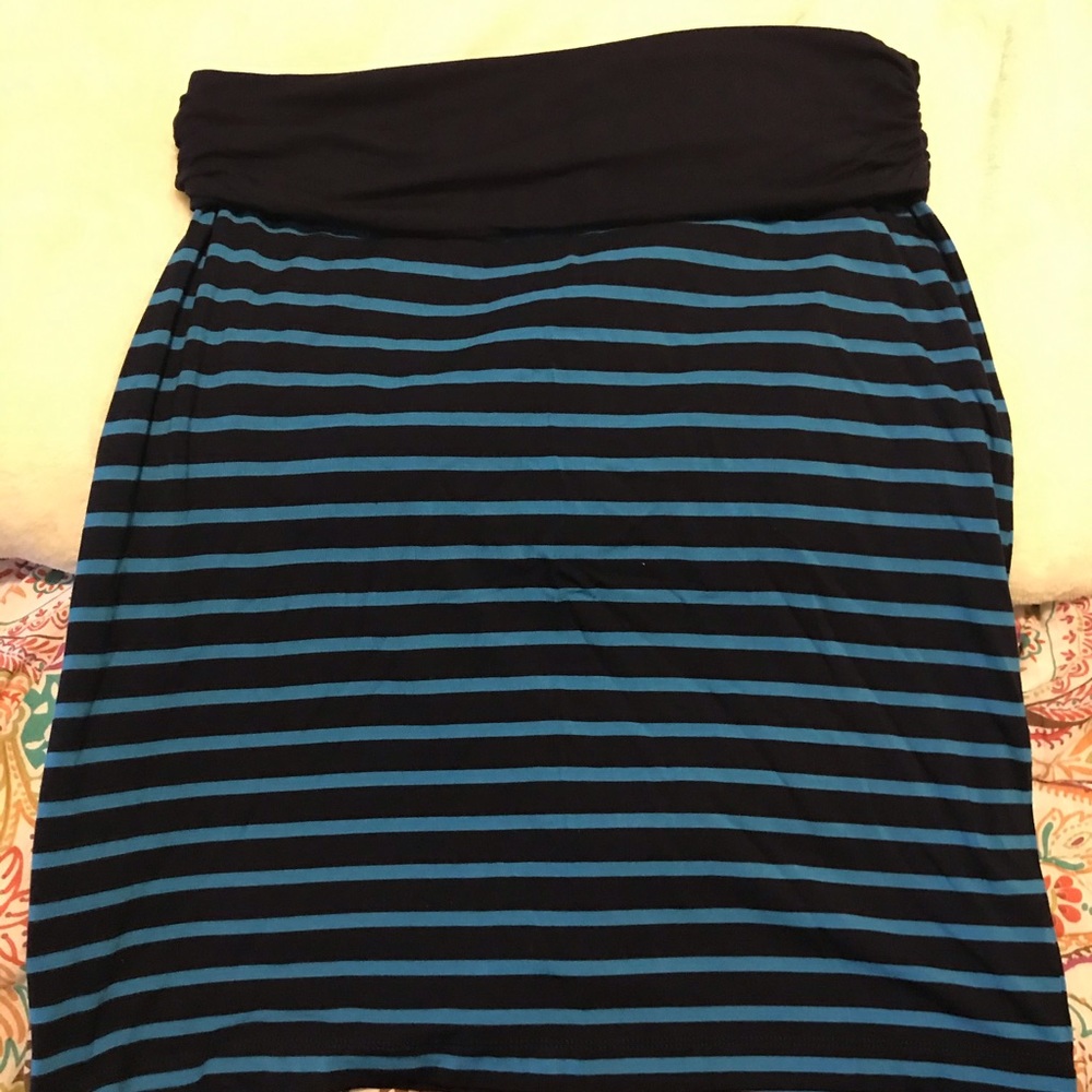 GAP Black and Teal Striped Midi Skirt